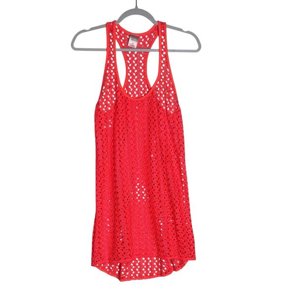 Xhilaration Other - Crochet Womens Neon Coral Lace Sheer Swim Cover Up Dress Boho Beach Vacation S